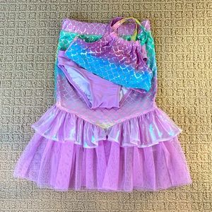 NWOT Cat & Jack Mermaid swimsuit w/ mermaid skirt